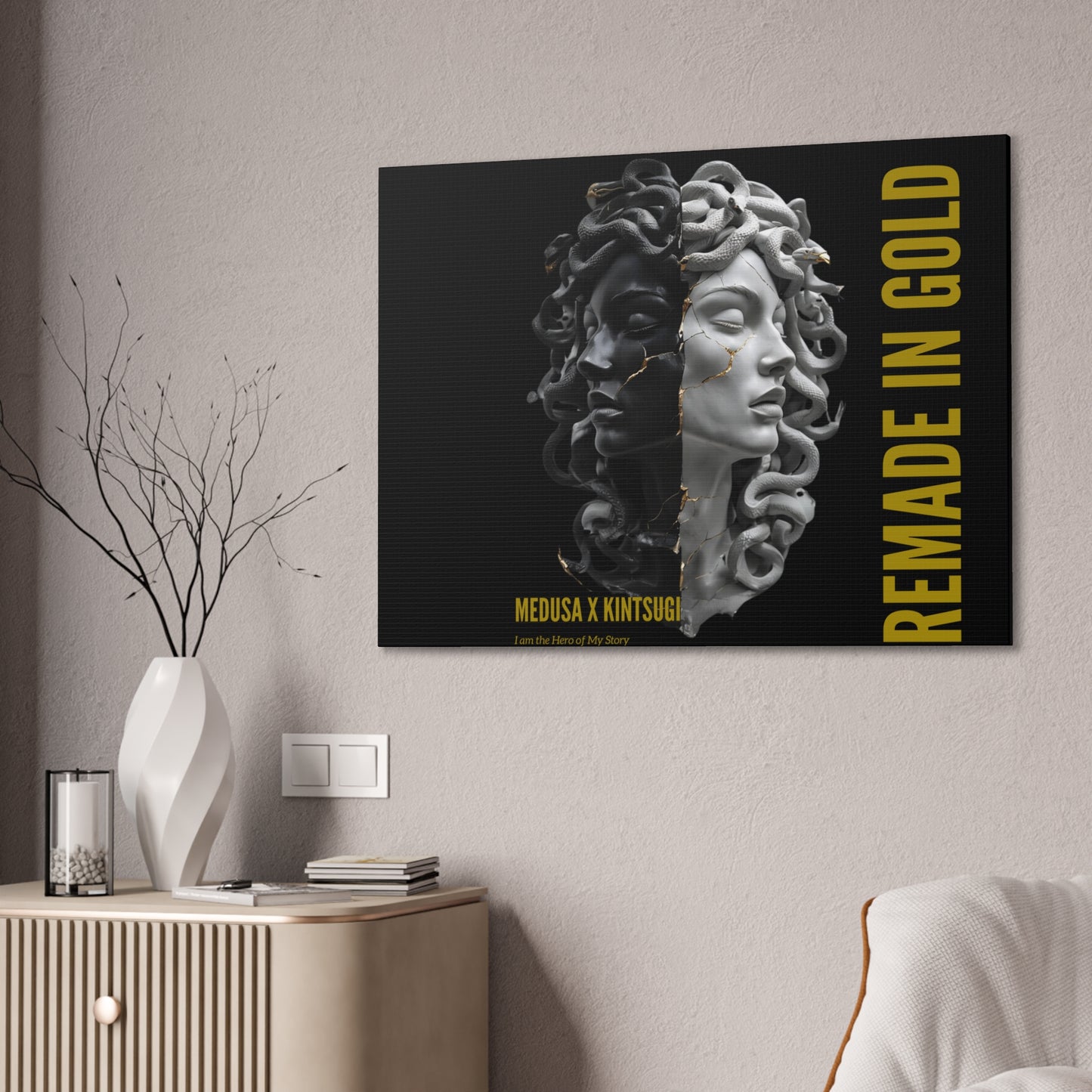 Remade in Gold™: Medusa x Kintsugi Canvas Wall Art