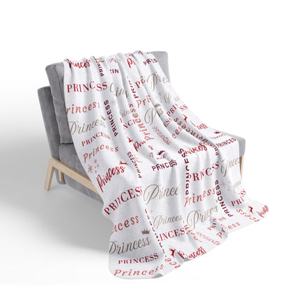 Princess, All Wrapped-up Fleece Sherpa Blanket with Red text