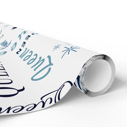 Queen, All Wrapped-up Wrapping Papers with Blue text