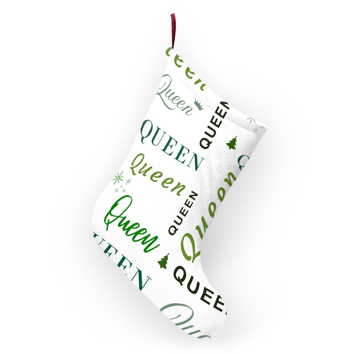 Christmas Stocking - Queen, All Wrapped-up with Green text