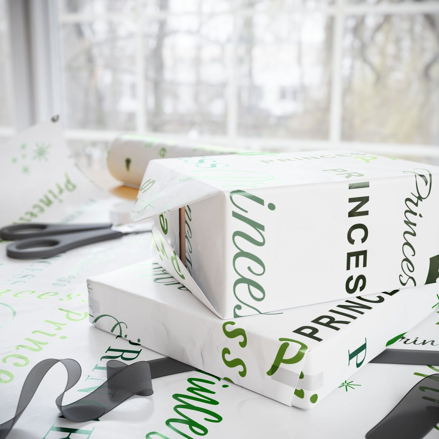 Princess, All Wrapped-up Wrapping Papers with Green text