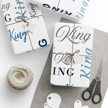 King, All Wrapped-up Wrapping Papers with Blue text