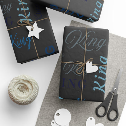 King, All Wrapped-up Wrapping Papers with Blue text