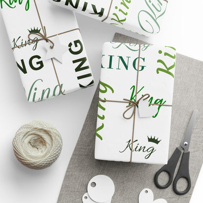 King, All Wrapped-up Wrapping Papers with Green text