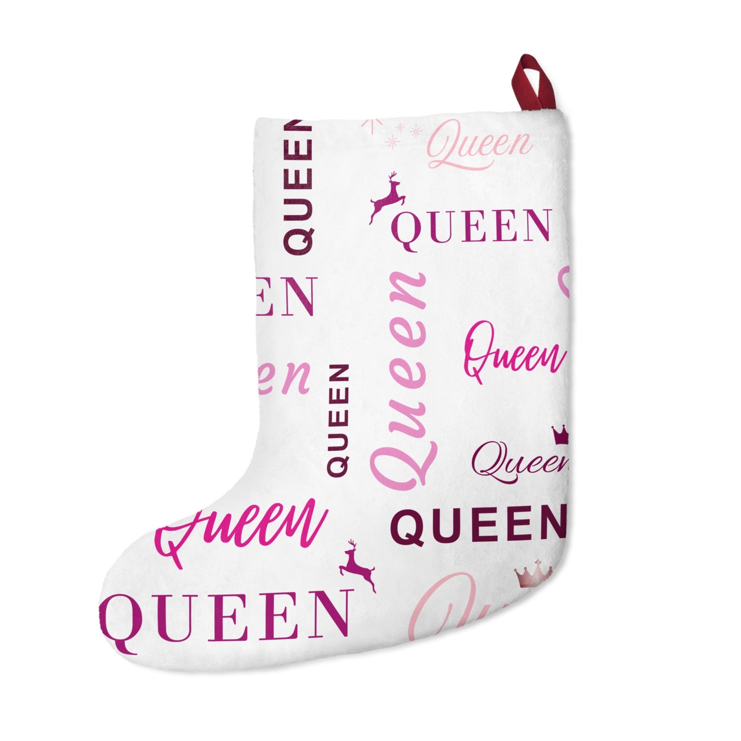 Christmas Stocking - Queen, All Wrapped-up with Pink text