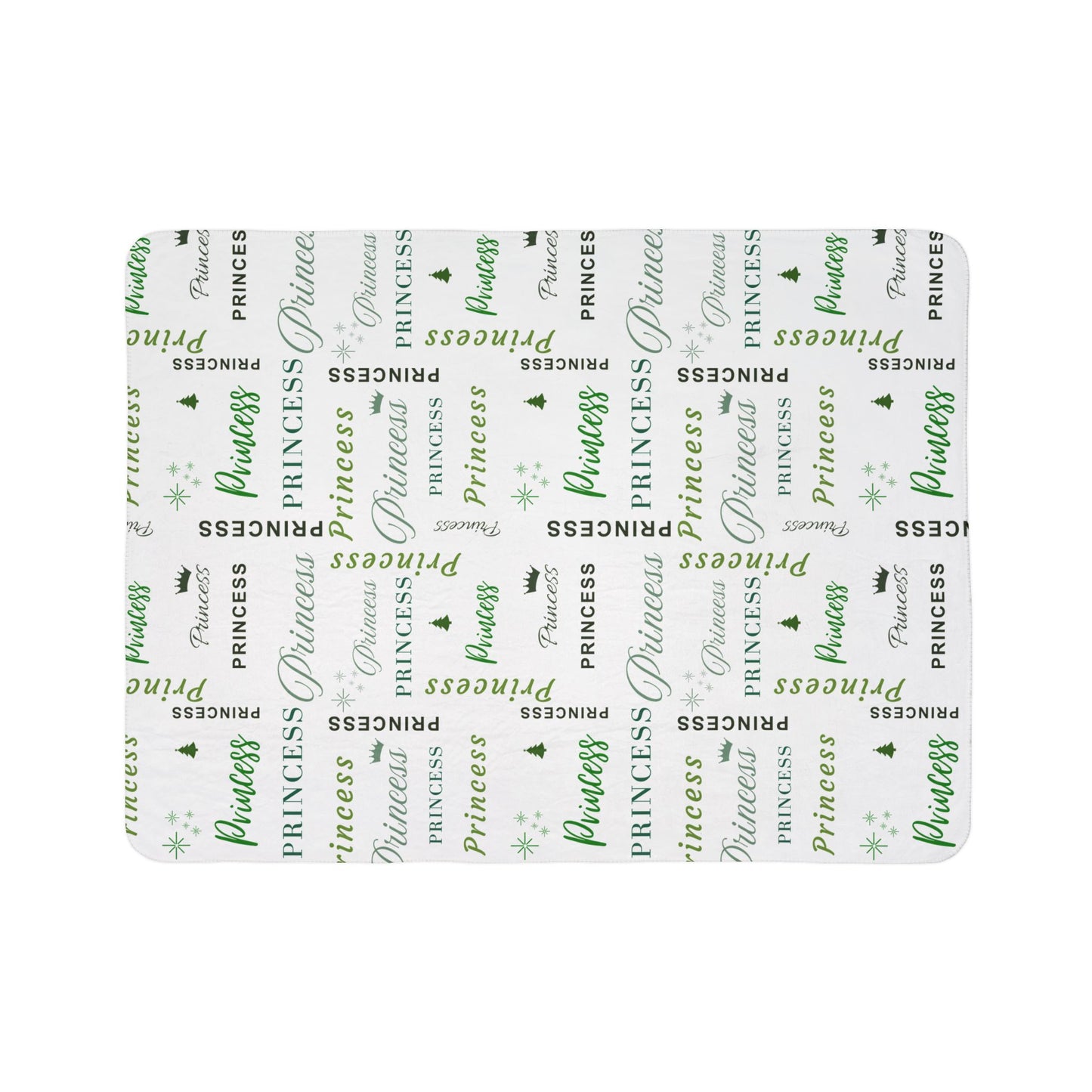 Princess, All Wrapped-up Fleece Sherpa Blanket with Green text