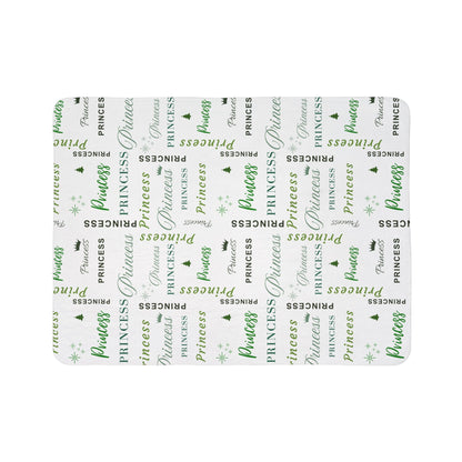 Princess, All Wrapped-up Fleece Sherpa Blanket with Green text