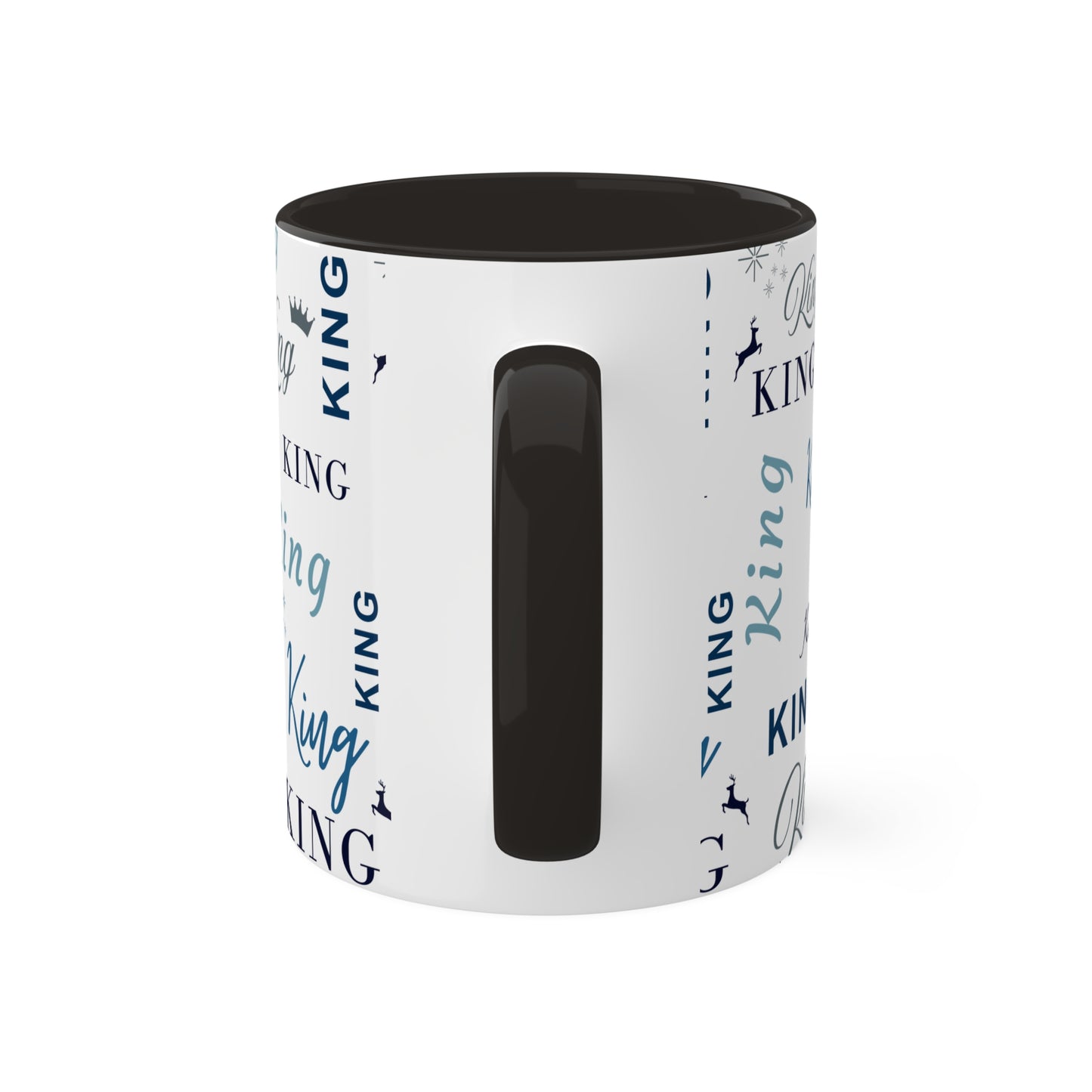 Coffee Mug - King Accent Mug with Blue Text, 11oz Colorful Mug