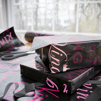 King, All Wrapped-up Wrapping Papers with Pink text