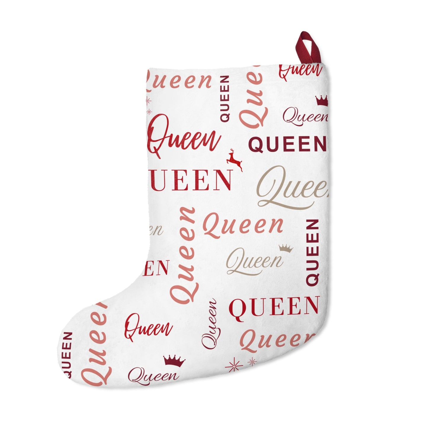 Christmas Stocking - Queen, All Wrapped-up with Red text