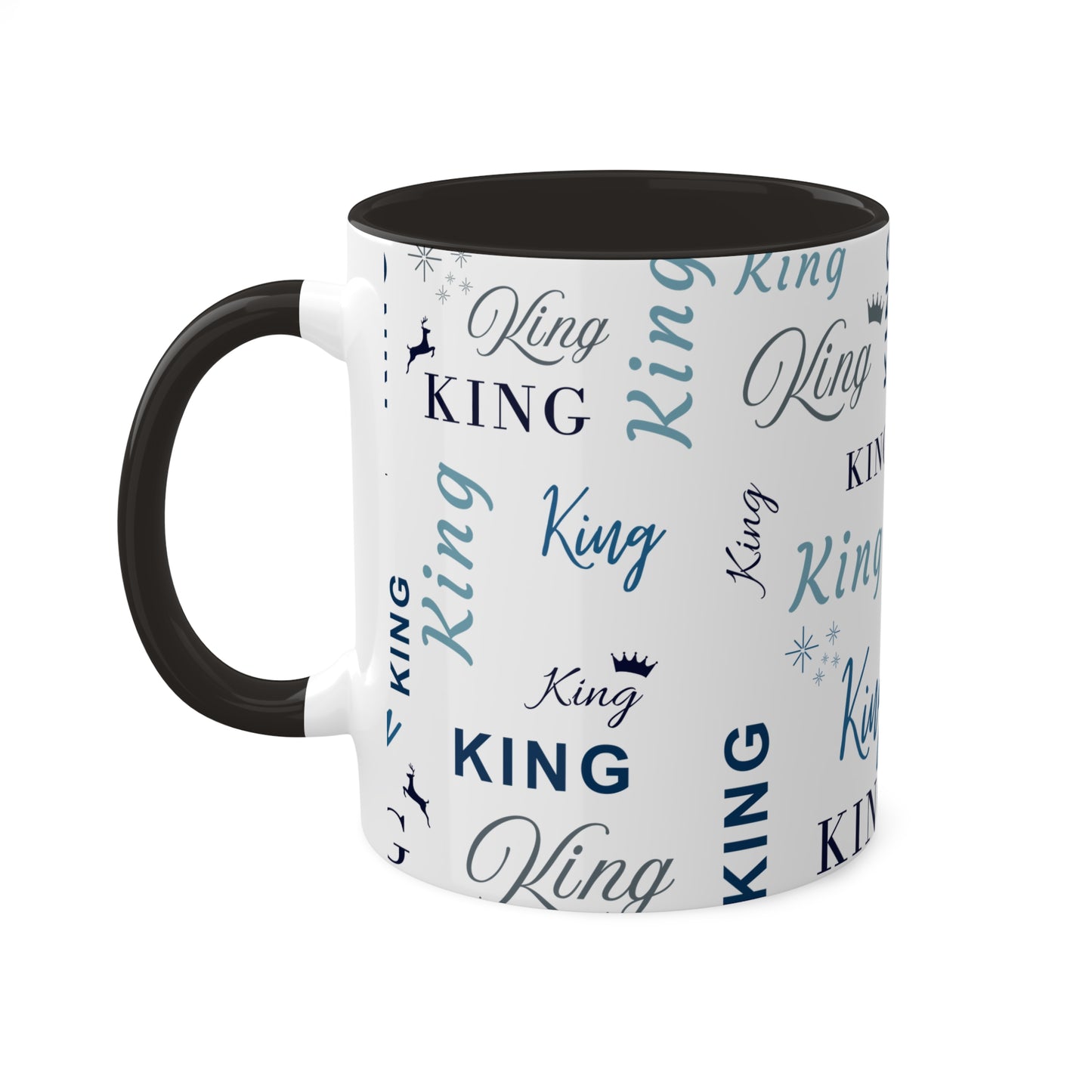 Coffee Mug - King Accent Mug with Blue Text, 11oz Colorful Mug