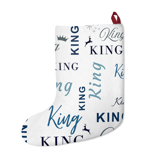 Christmas Stocking - King All Wrapped-up with Blue text