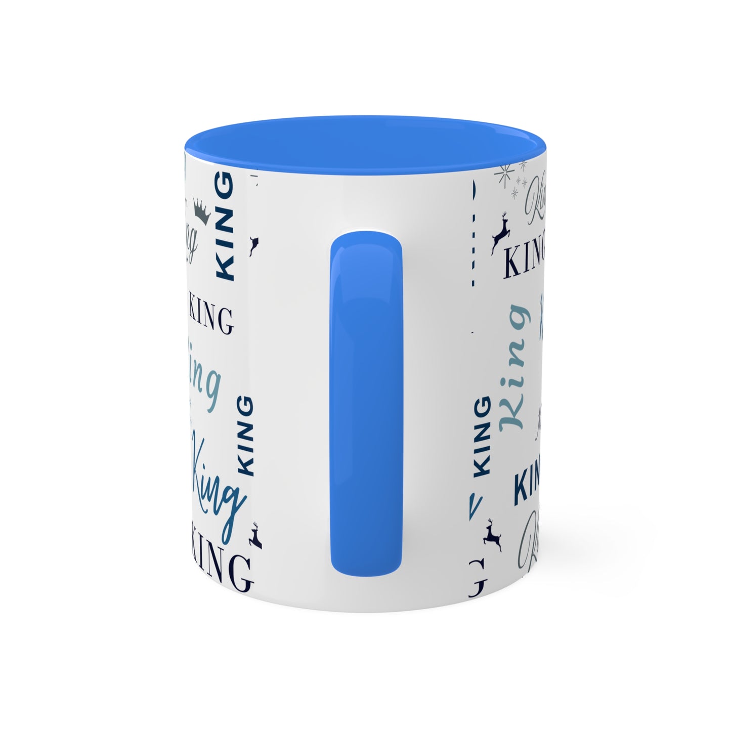 Coffee Mug - King Accent Mug with Blue Text, 11oz Colorful Mug