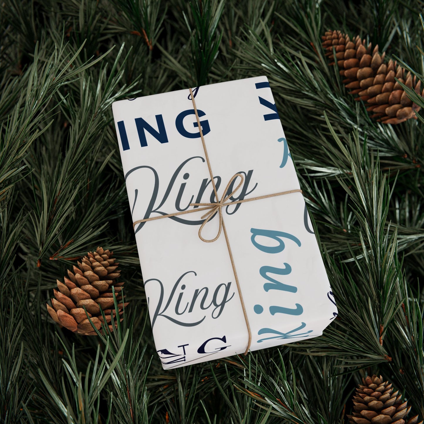 King, All Wrapped-up Wrapping Papers with Blue text