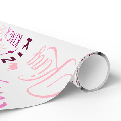 King, All Wrapped-up Wrapping Papers with Pink text