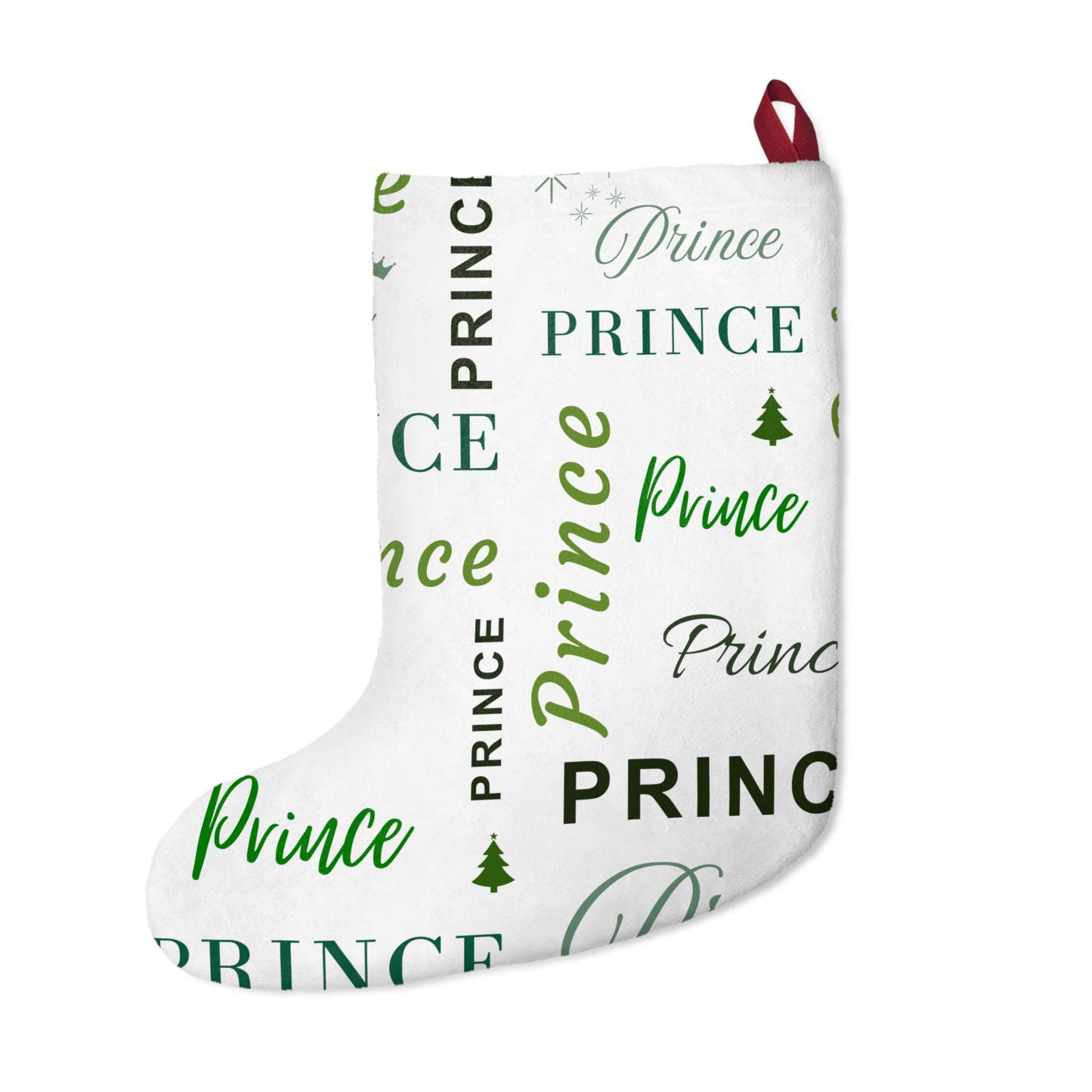 Christmas Stocking - Prince, All Wrapped-up with Green text