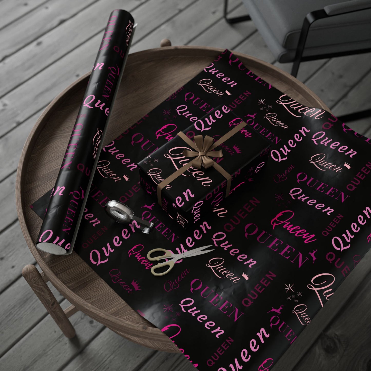 Queen, All Wrapped-up Wrapping Papers with Pink text