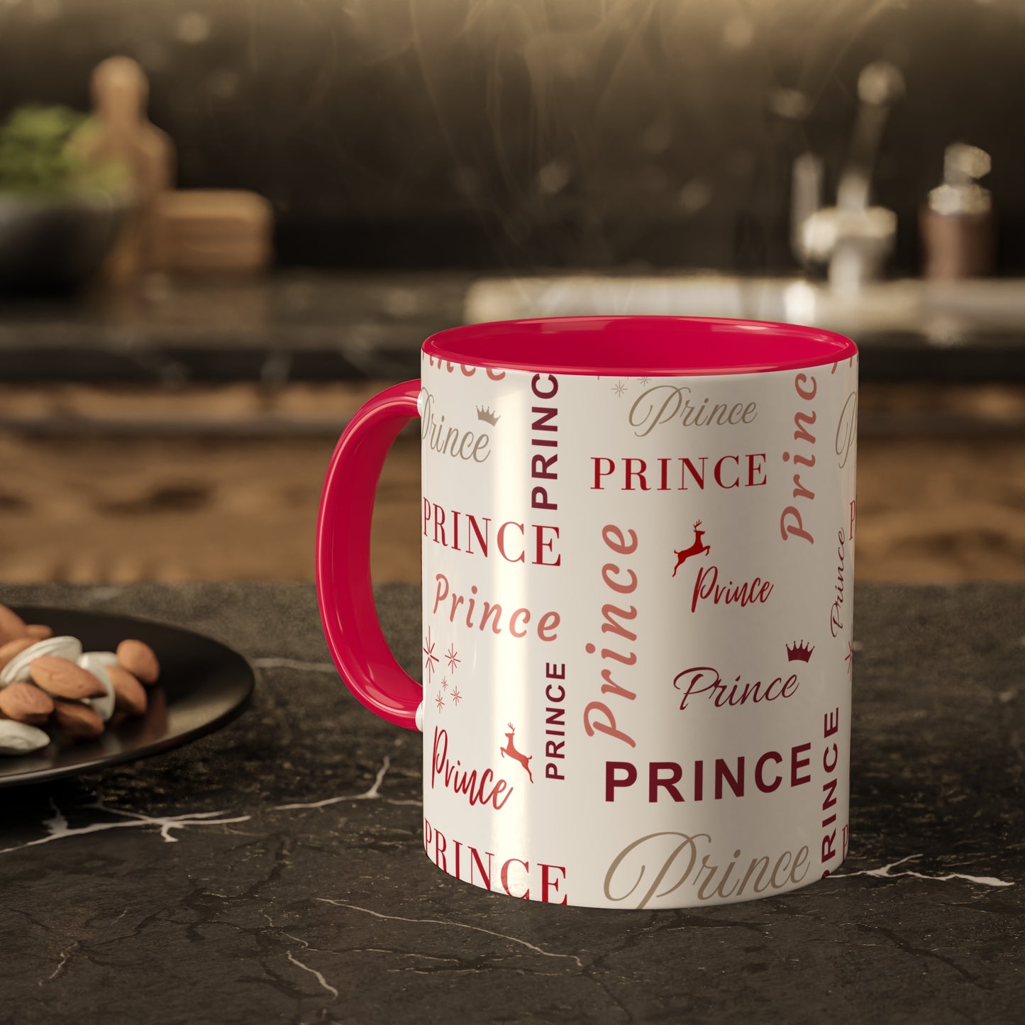 Coffee Mug - Prince Accent Mug with Red Text, 11oz Colorful Mug