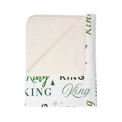 King, All Wrapped-up Fleece Sherpa Blanket with Green text