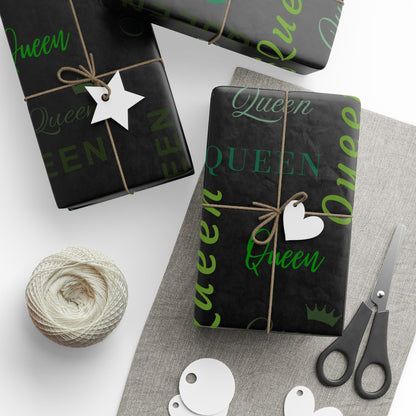 Queen, All Wrapped-up Wrapping Papers with Green text