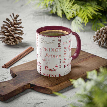 Coffee Mug - Prince Accent Mug with Red Text, 11oz Colorful Mug