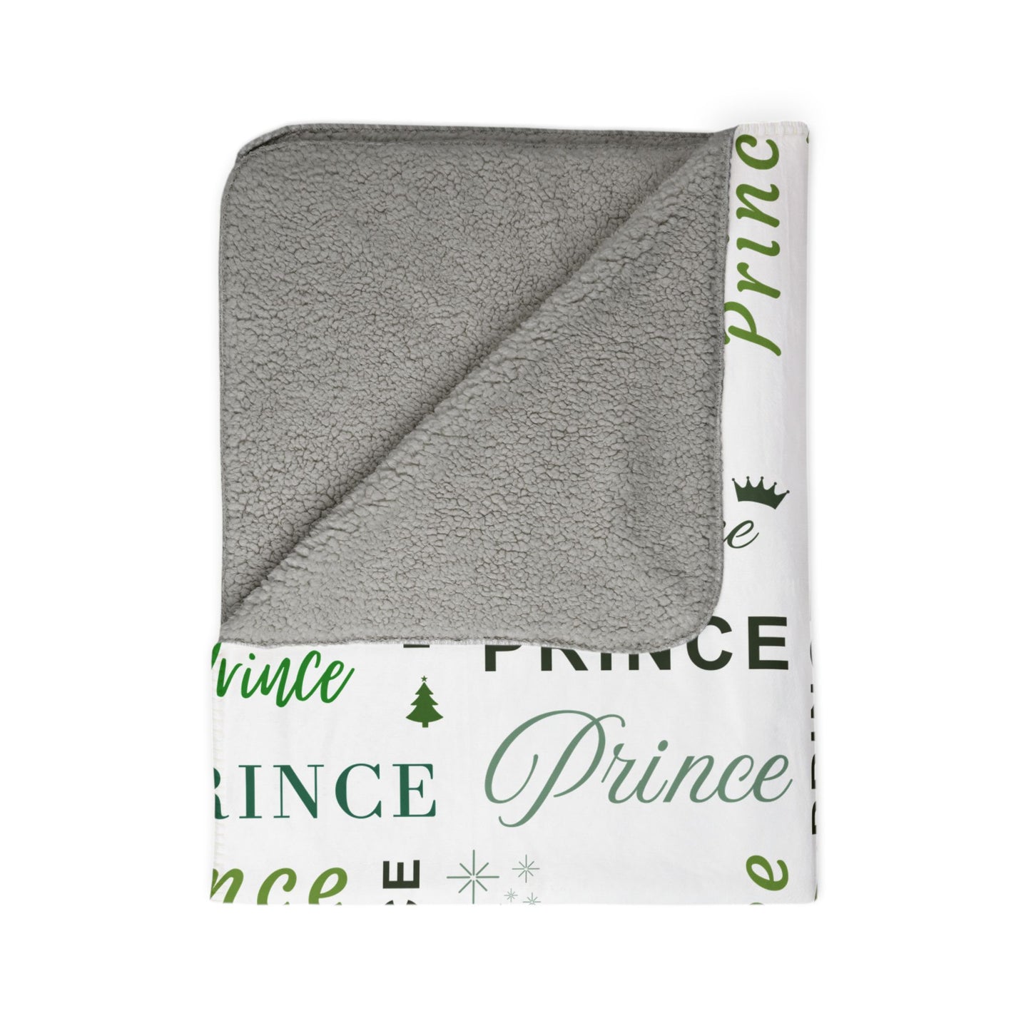 Prince, All Wrapped-up Fleece Sherpa Blanket with Green text