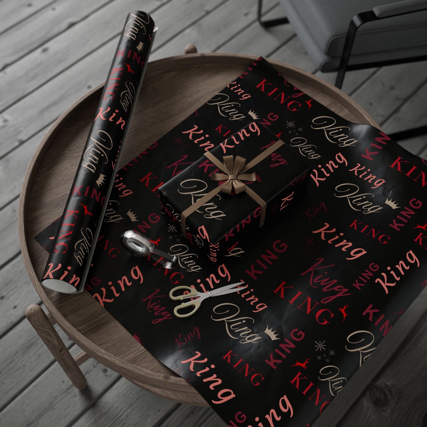 King, All Wrapped-up Wrapping Papers with Red text