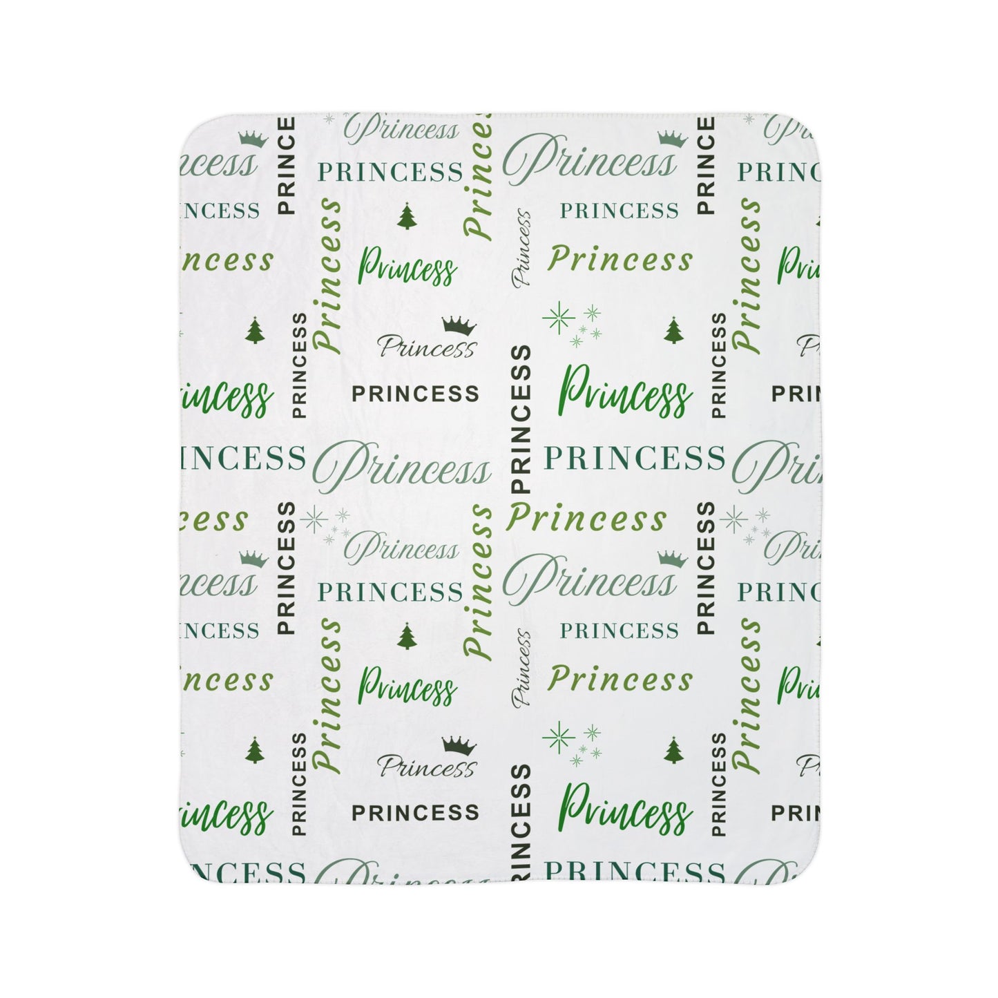 Princess, All Wrapped-up Fleece Sherpa Blanket with Green text