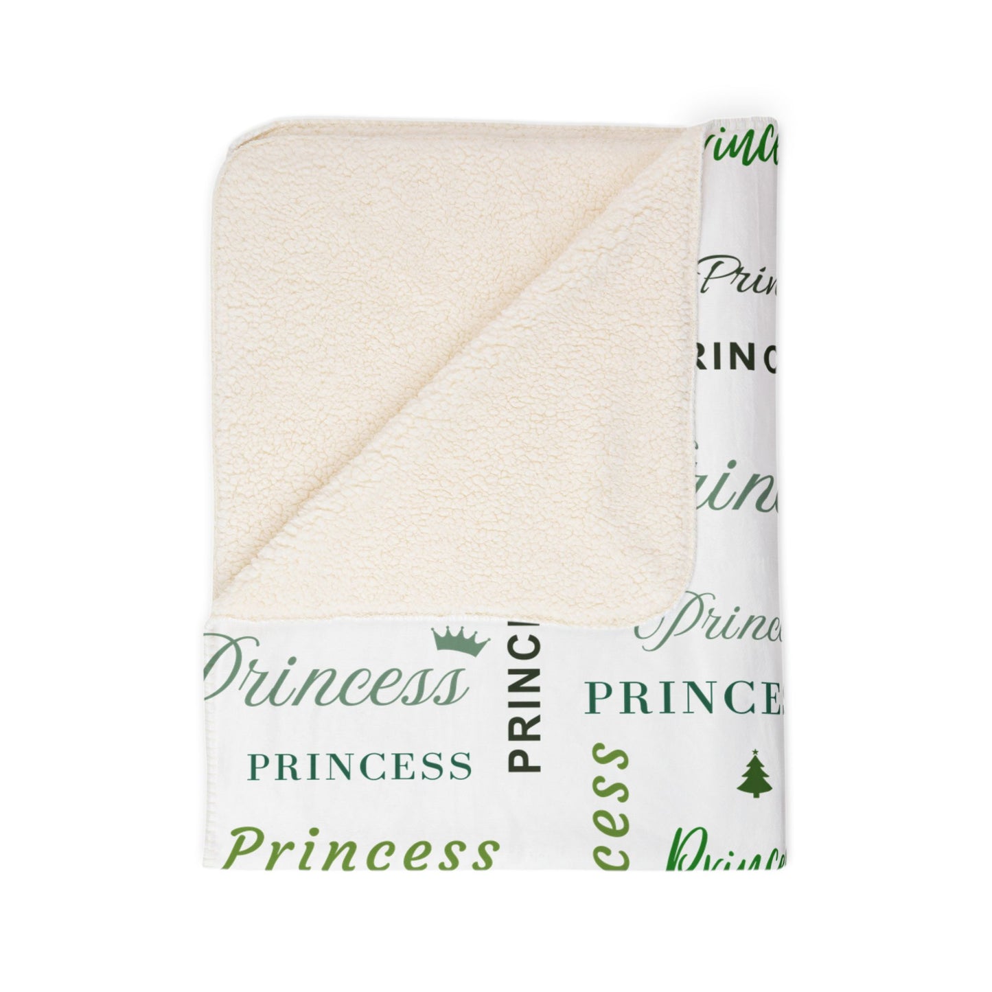 Princess, All Wrapped-up Fleece Sherpa Blanket with Green text