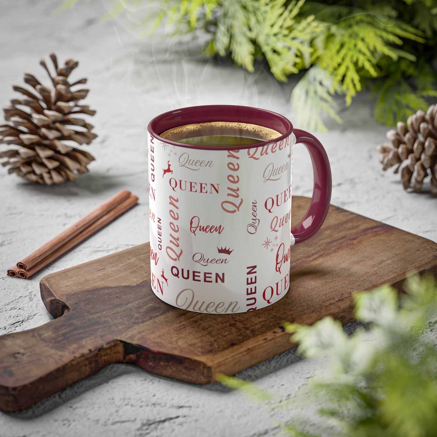 Coffee Mug - Queen Accent Mug with Red Text, 11oz Colorful Mug