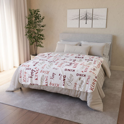 King, All Wrapped-up Fleece Sherpa Blanket with Red Text