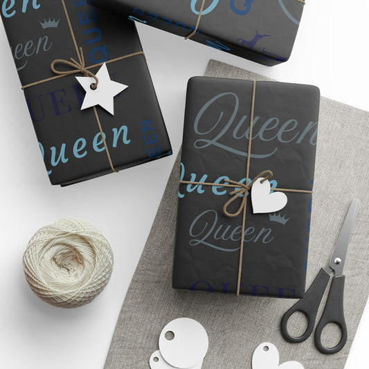 Queen, All Wrapped-up Wrapping Papers with Blue text