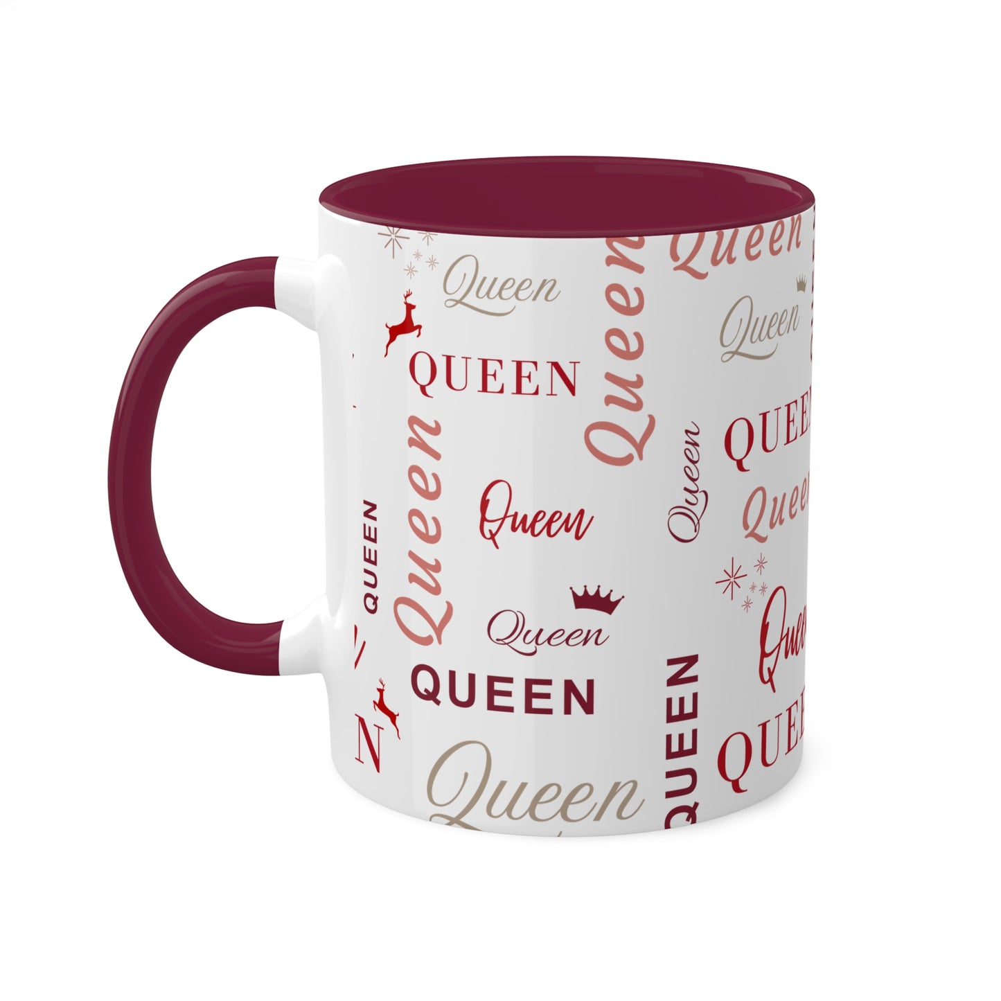 Coffee Mug - Queen Accent Mug with Red Text, 11oz Colorful Mug