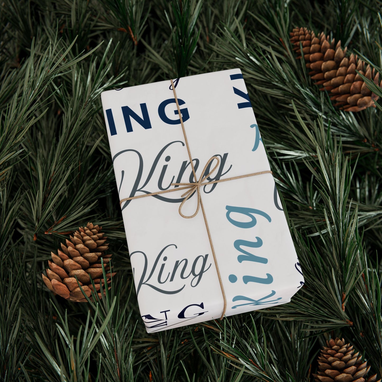 King, All Wrapped-up Wrapping Papers with Blue text