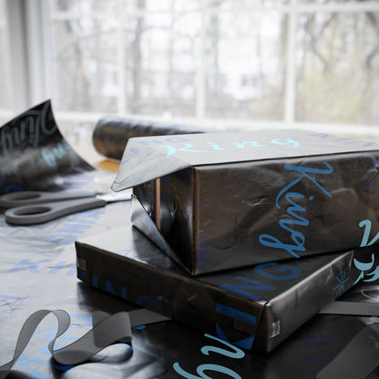 King, All Wrapped-up Wrapping Papers with Blue text