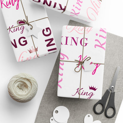 King, All Wrapped-up Wrapping Papers with Pink text