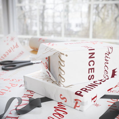 Princess All Wrapped-up Wrapping Papers with Red Text