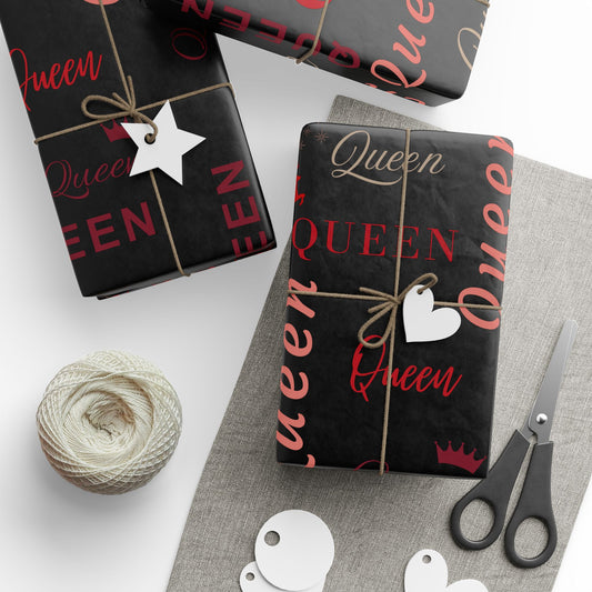 Queen, All Wrapped-up Wrapping Papers with Red text