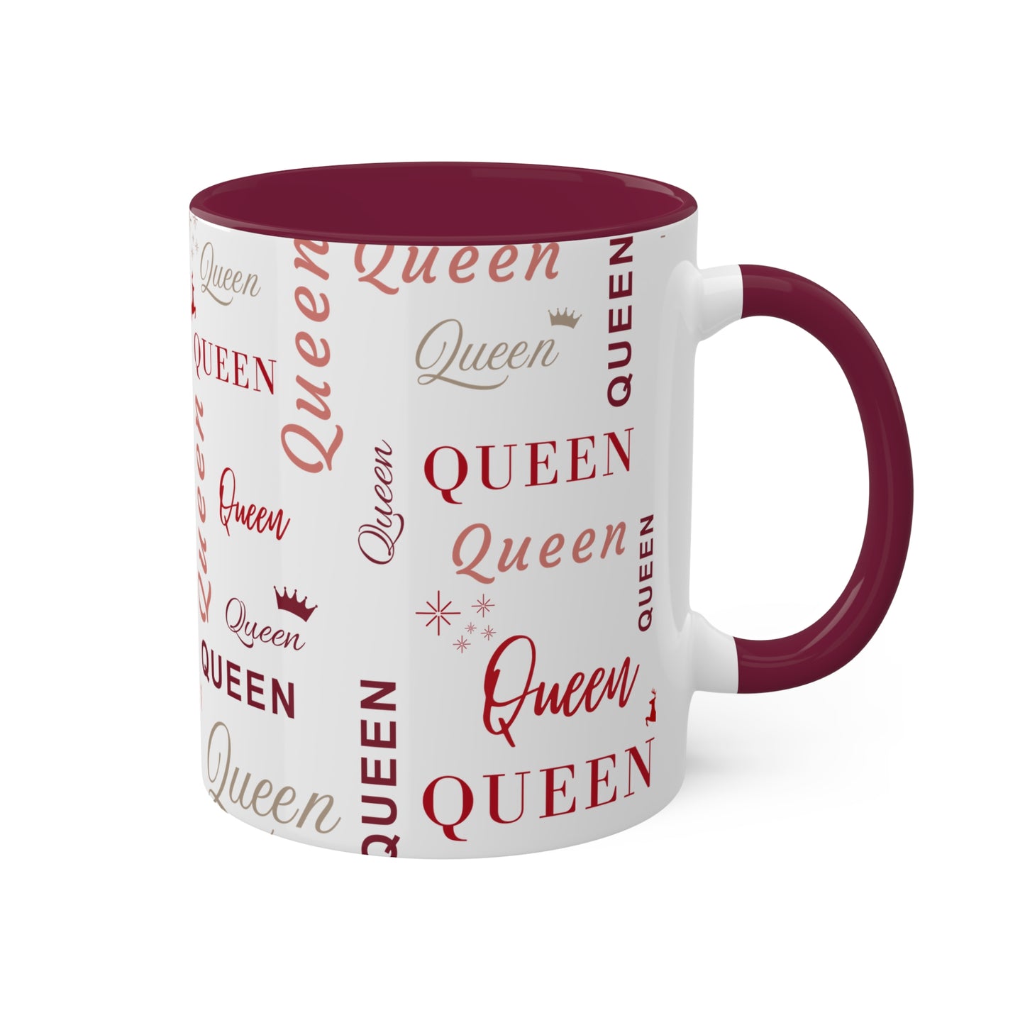 Coffee Mug - Queen Accent Mug with Red Text, 11oz Colorful Mug