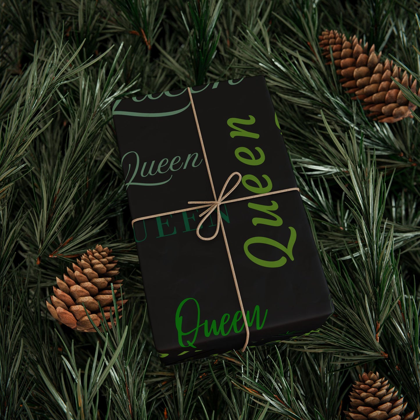 Queen, All Wrapped-up Wrapping Papers with Green text