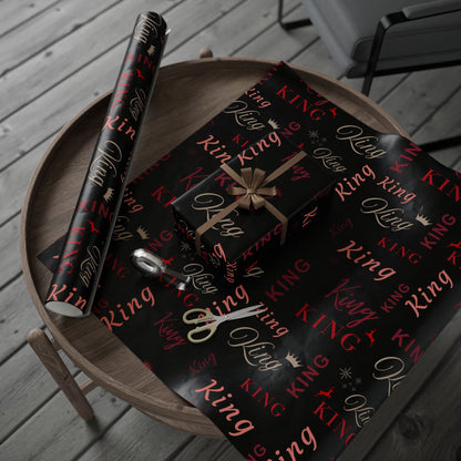 King, All Wrapped-up Wrapping Papers with Red text