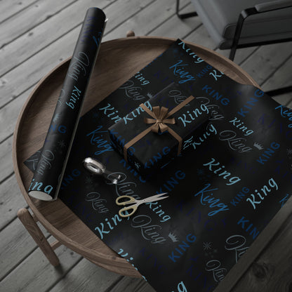 King, All Wrapped-up Wrapping Papers with Blue text