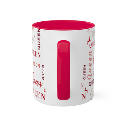 Coffee Mug - Queen Accent Mug with Red Text, 11oz Colorful Mug