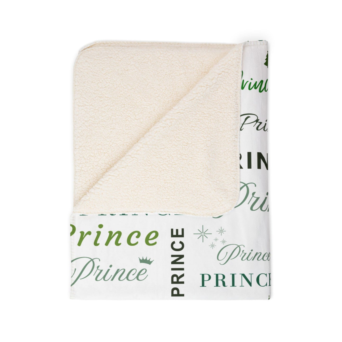 Prince, All Wrapped-up Fleece Sherpa Blanket with Green text