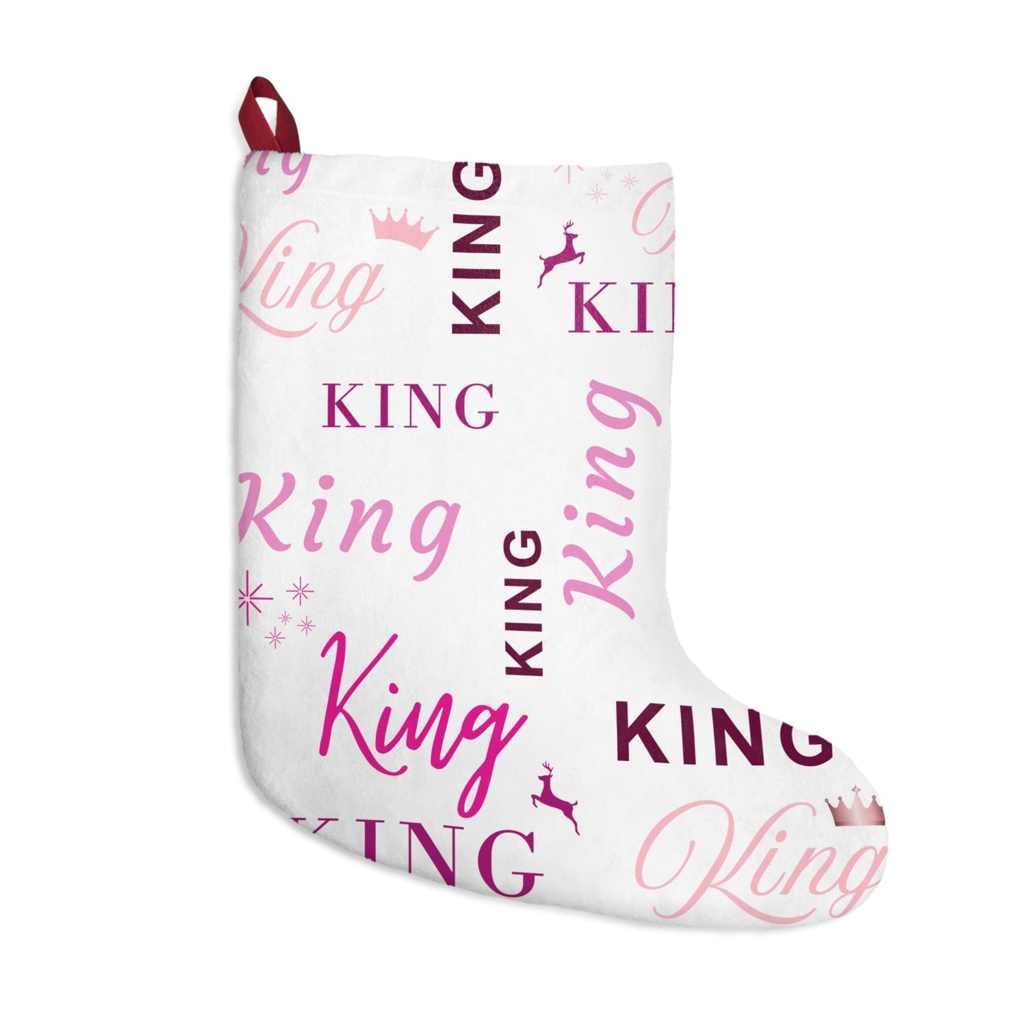 Christmas Stocking - King, All Wrapped-up with Pink text