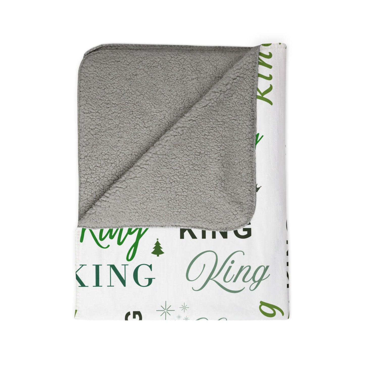 King, All Wrapped-up Fleece Sherpa Blanket with Green text