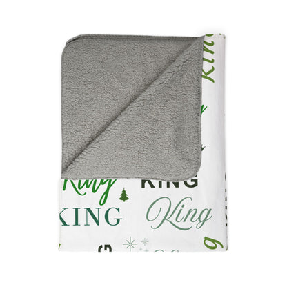 King, All Wrapped-up Fleece Sherpa Blanket with Green text