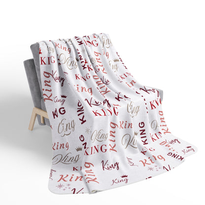 King, All Wrapped-up Fleece Sherpa Blanket with Red Text