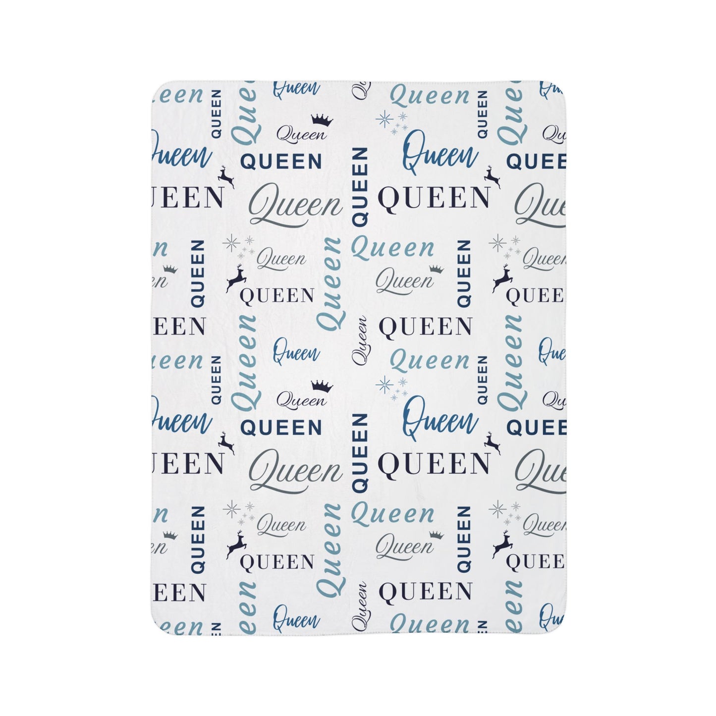 Queen, All Wrapped-up Fleece Sherpa Blanket with Blue text