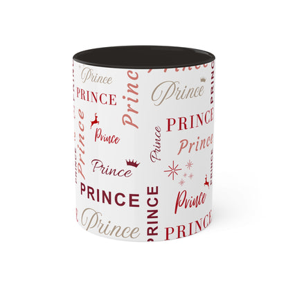 Coffee Mug - Prince Accent Mug with Red Text, 11oz Colorful Mug